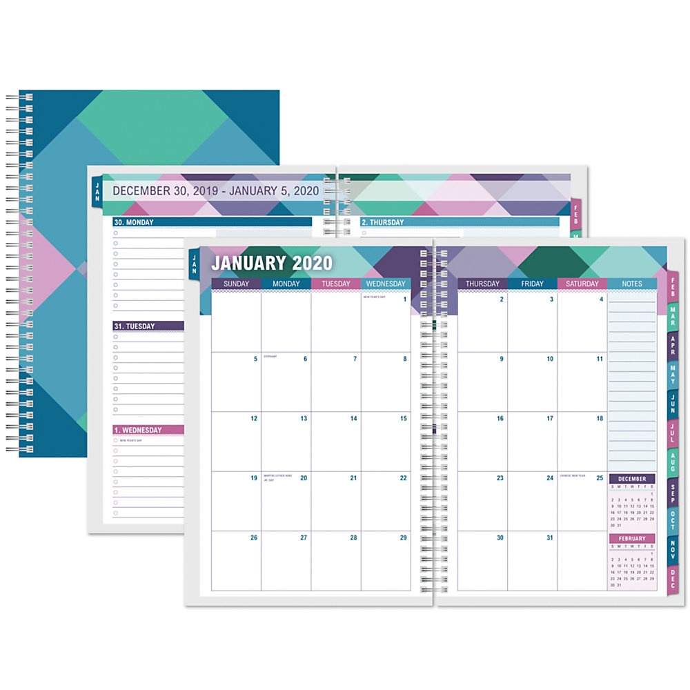 slide 1 of 1, Office Depot Brand Weekly/Monthly Planner, 4'' X 6'', Buffalo Check, January To December 2020, 1 ct