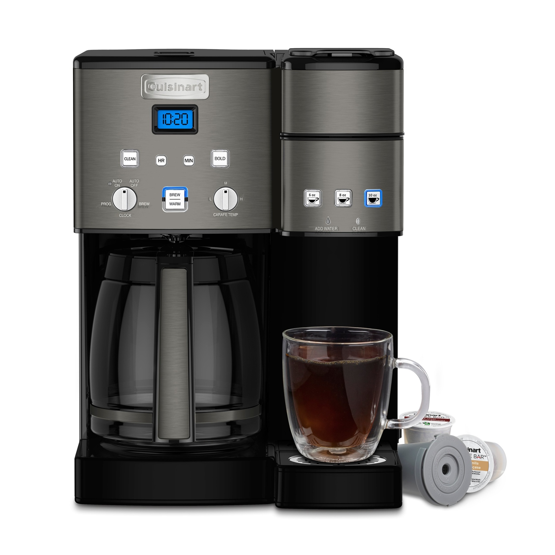 slide 1 of 3, Cuisinart Combo 12 Cup and Single Serve Coffee Maker Black Stainless, 1 ct