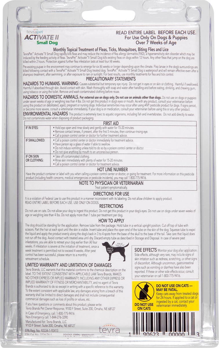 slide 4 of 10, Tevra Pet Tevra Activate Flea Small Dog 4-10lb, 4 ct