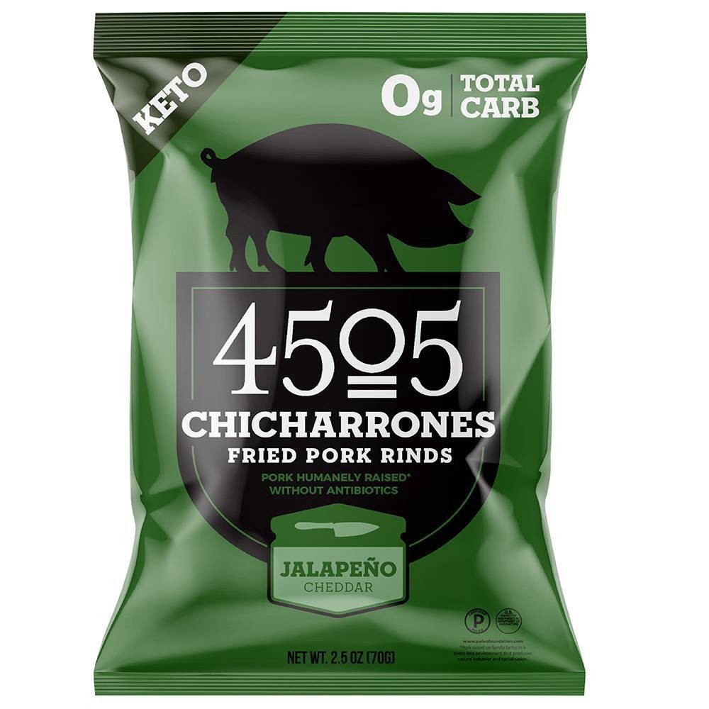 slide 1 of 9, 4505 Meats Chicharrones, Jalapeno Cheddar, 2.5 oz