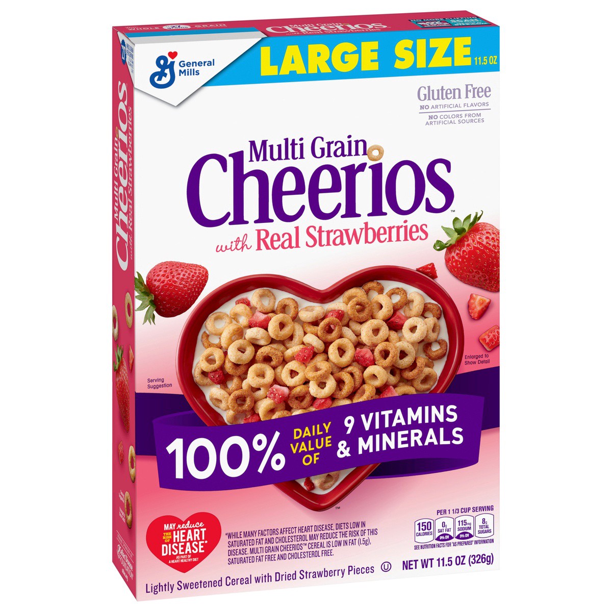 slide 4 of 9, Cheerios Multi Grain Cheerios Strawberries, Heart Healthy Cereal, 11.5 OZ Box, 11.5 oz