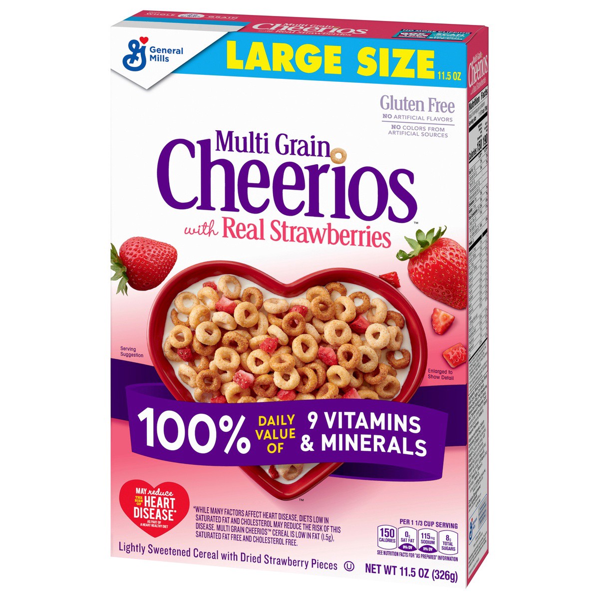 slide 8 of 9, Cheerios Multi Grain Cheerios Strawberries, Heart Healthy Cereal, 11.5 OZ Box, 11.5 oz