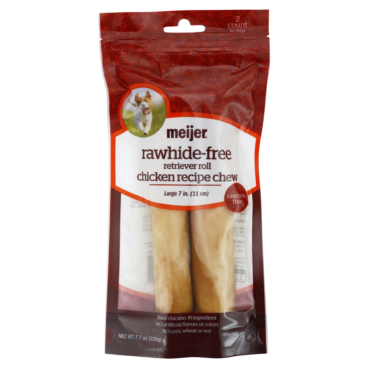 slide 1 of 5, Meijer Rawhide-Free Retriever Rolls 7" Dog Chews, Chicken Recipe, Large, 2 ct