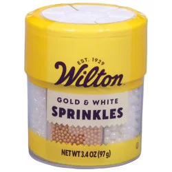 Wilton Gold & White Sprinkles 3.4 oz