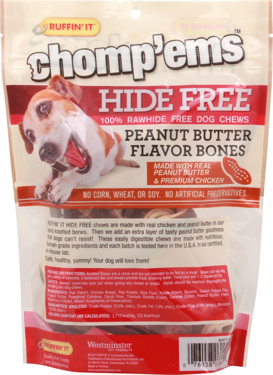 slide 2 of 7, Ruffin' It Chomp'ems 6 Pack Peanut Butter Flavor Bones Dog Chews 9.28 oz Pouch, 9.28 oz