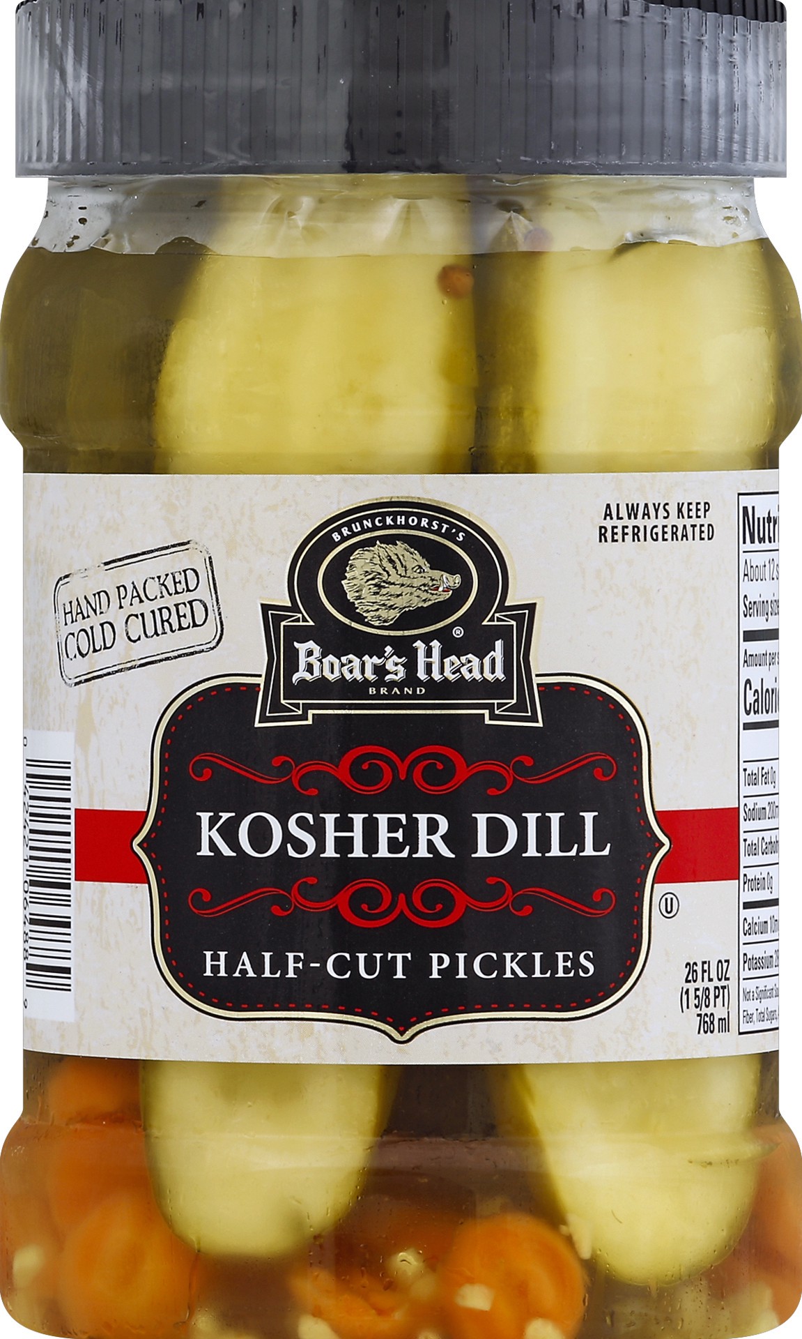 slide 1 of 1, Boar's Head Kosher Dill Half Cut Pickles, 26 oz