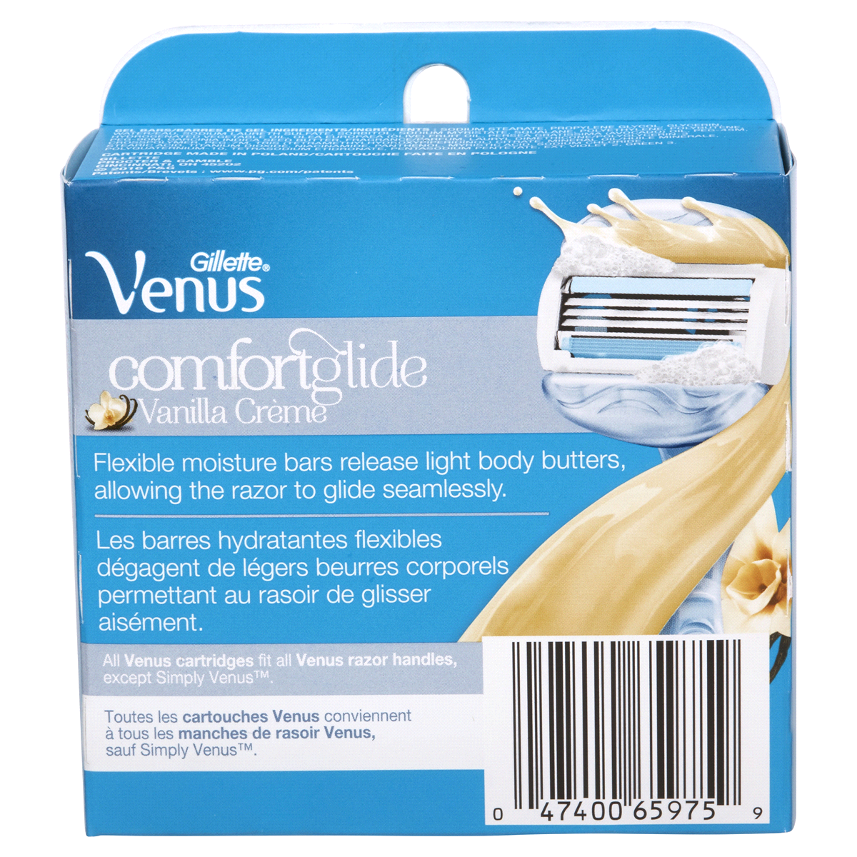 slide 2 of 8, Venus ComfortGlide Vanilla Crème Scented Women's Razor Refills, 4 ct