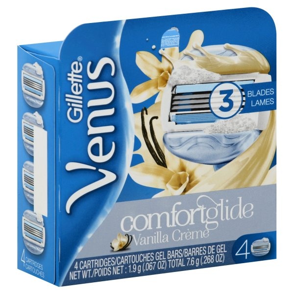 slide 1 of 8, Venus ComfortGlide Vanilla Crème Scented Women's Razor Refills, 4 ct