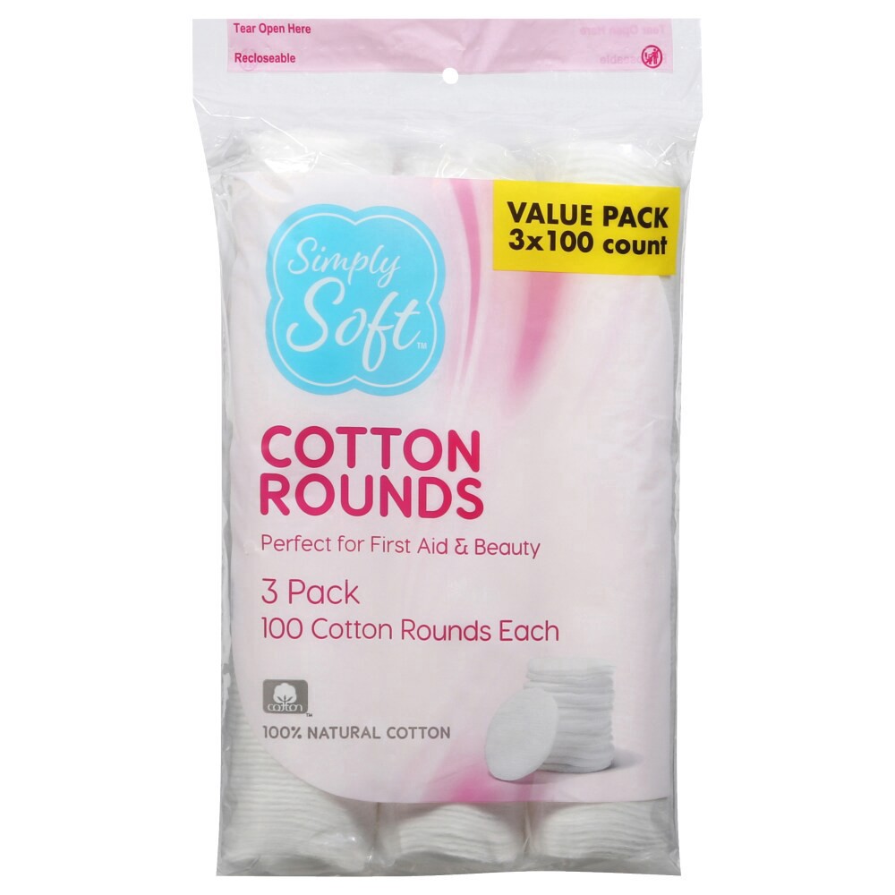 slide 2 of 2, Simply Soft Value Pack Rounds Cotton 3 - 100 ea Packs, 3 ct