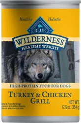 Blue Buffalo Wilderness High Protein, Natural Adult Healthy Weight Dog Wet Food, Turkey & Chicken Grill 12.5-oz Can