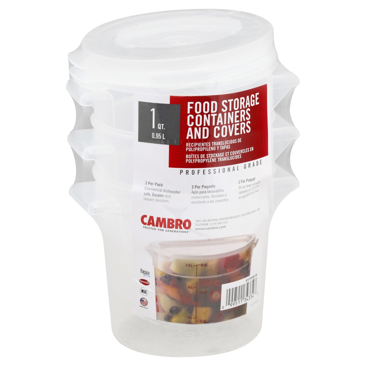 slide 8 of 11, Cambro 1 Quart Food Storage 1 ea, 1 ct