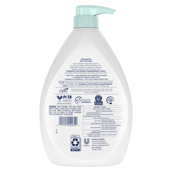 slide 5 of 21, Baby Dove Sensitive Skin Care Baby Baby Wash, Fragrance Free Moisture, 34 oz
