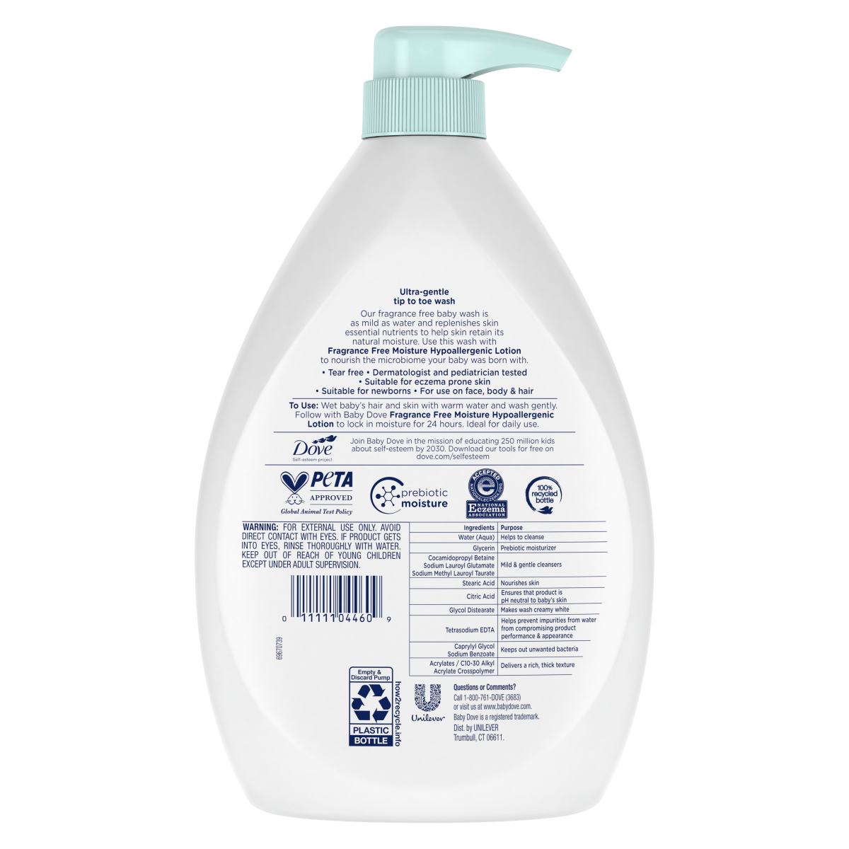 slide 9 of 21, Baby Dove Sensitive Skin Care Baby Baby Wash, Fragrance Free Moisture, 34 oz