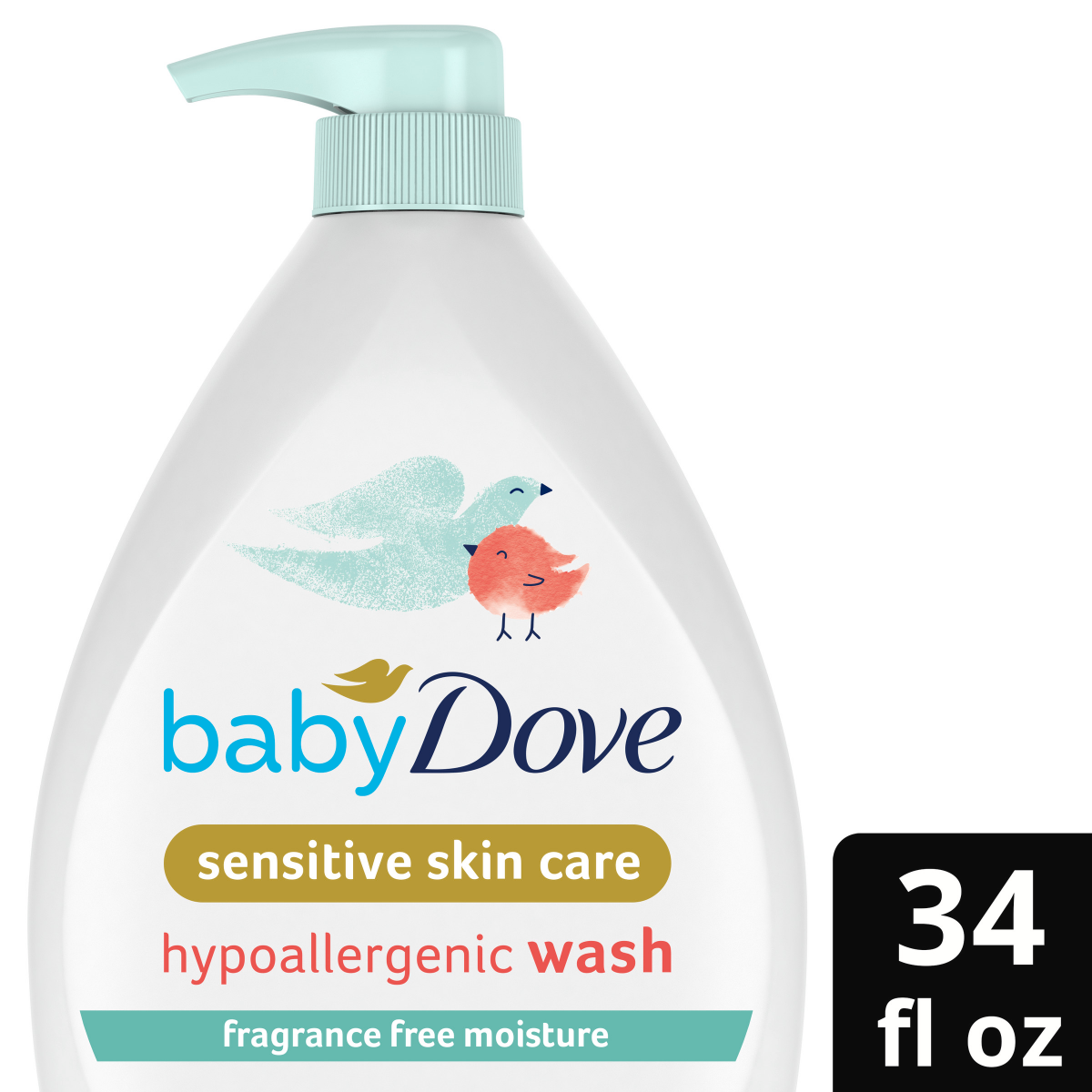 slide 1 of 21, Baby Dove Sensitive Skin Care Baby Baby Wash, Fragrance Free Moisture, 34 oz