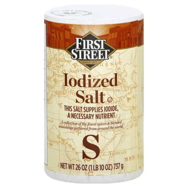 slide 1 of 1, First Street Iodized Salt, 26 oz