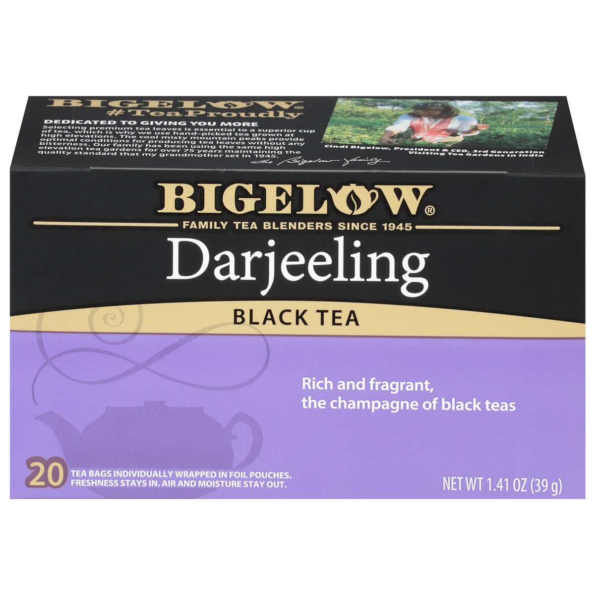 slide 1 of 9, Bigelow Darjeeling, Black Tea, Tea bags, 20 TB, 20 individually wrapped tea bags, 20 ct
