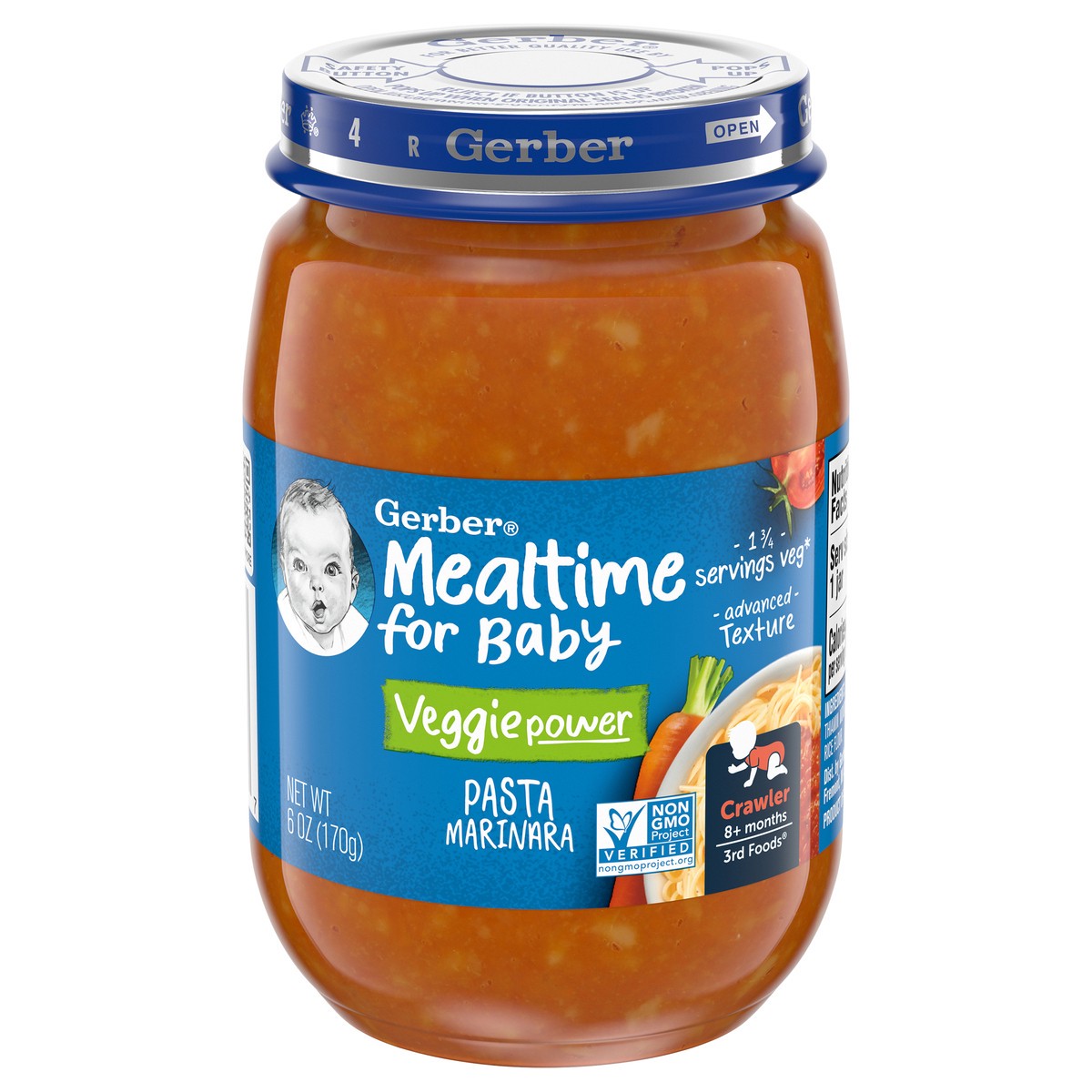 slide 1 of 9, Gerber Stage 3 Baby Food, Pasta Marinara, 6 oz Jar, 6 oz