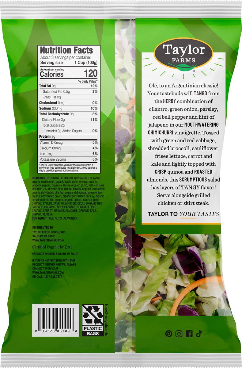 Taylor Farms Organic Chimichurri Chopped Salad Kit 10.75 oz | Shipt