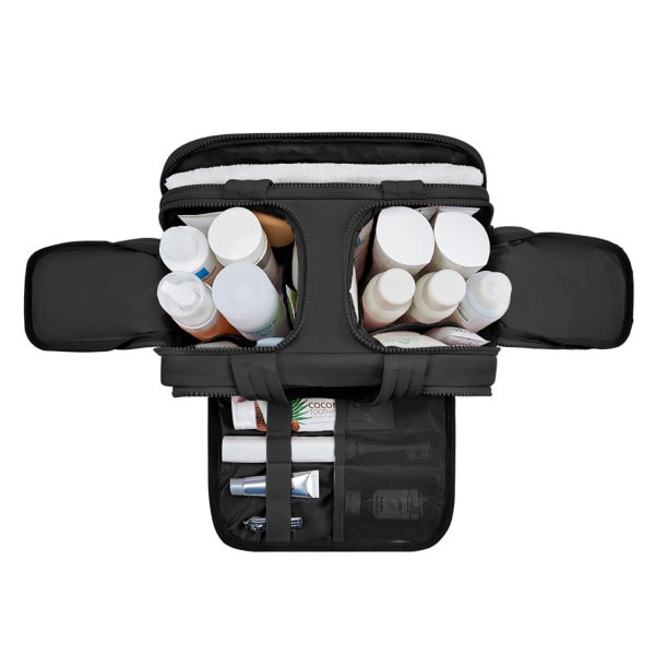 slide 3 of 10, BAGSMART Polyester Zora Spacesaver 4-In-1 Multi-Functional Toiletry Bag, 8-5/16""H x 11-13/16""W x 7-5/16""D, Black, 1 ct