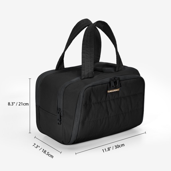 slide 9 of 10, BAGSMART Polyester Zora Spacesaver 4-In-1 Multi-Functional Toiletry Bag, 8-5/16""H x 11-13/16""W x 7-5/16""D, Black, 1 ct