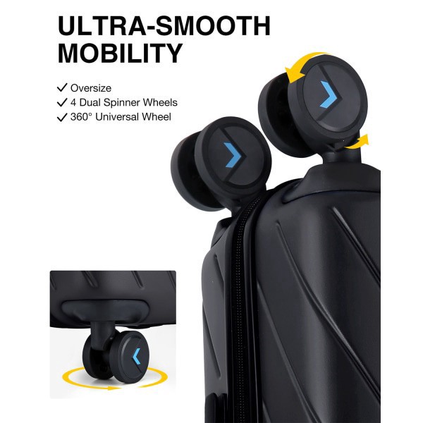 slide 6 of 10, BAGSMART Polycarbonate Rolling Daren Carry-On Suitcase, 21-3/4""H x 14""W x 8-3/4""D, Black, 1 ct