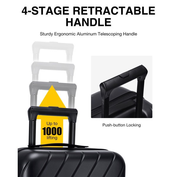 slide 4 of 10, BAGSMART Polycarbonate Rolling Daren Carry-On Suitcase, 21-3/4""H x 14""W x 8-3/4""D, Black, 1 ct