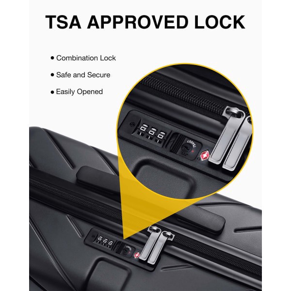 slide 10 of 10, BAGSMART Polycarbonate Rolling Daren Carry-On Suitcase, 21-3/4""H x 14""W x 8-3/4""D, Black, 1 ct