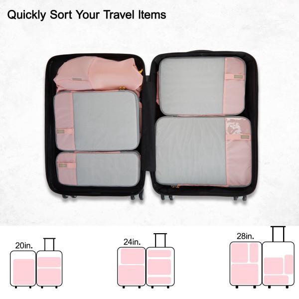 slide 3 of 10, BAGSMART Polyester Packing Cubes, Pink, Set Of 6 Cubes, 1 ct