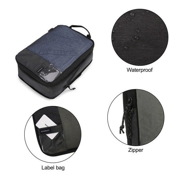 slide 7 of 8, BAGSMART Polyester Packing Cubes, Black, Set Of 6 Cubes, 1 ct