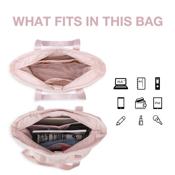 slide 3 of 10, BAGSMART Nylon Zoraesque Tote, 12-1/2""H x 15-1/4""W x 6""D, Pink, 1 ct