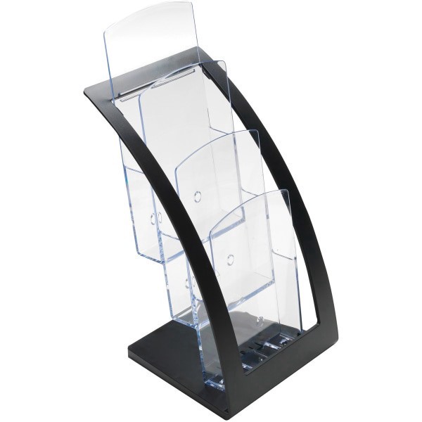slide 8 of 8, Deflect-O Deflecto® Contemporary Literature Holder, 3 Leaflet Size Compartments, 13 5/16""H x 6 3/4""W x 6 15/16""D, Black/Clear, 1 ct