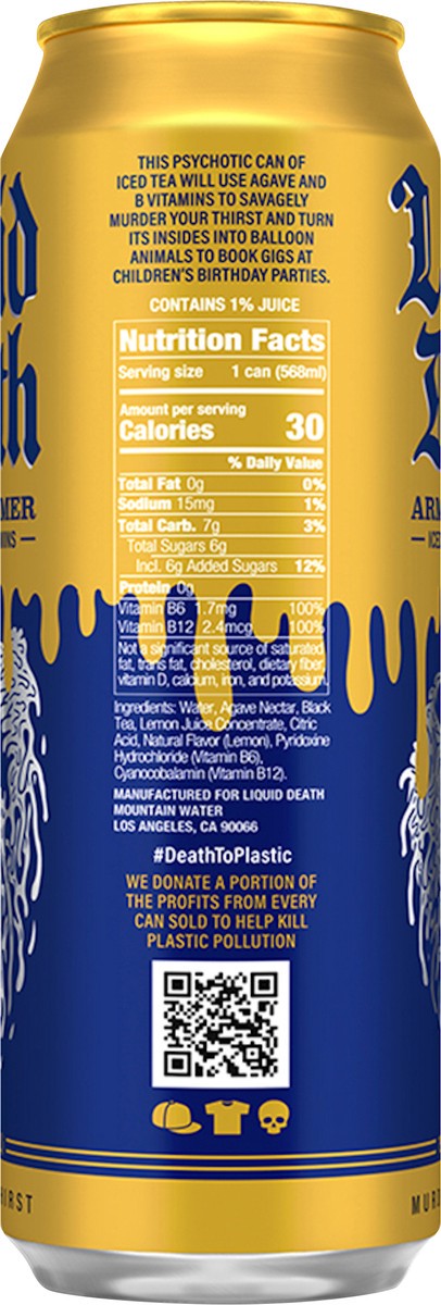 slide 5 of 12, Liquid Death Iced Black Tea, Armless Palmer King Size Can - 19.20 fl oz, 19.20 fl oz