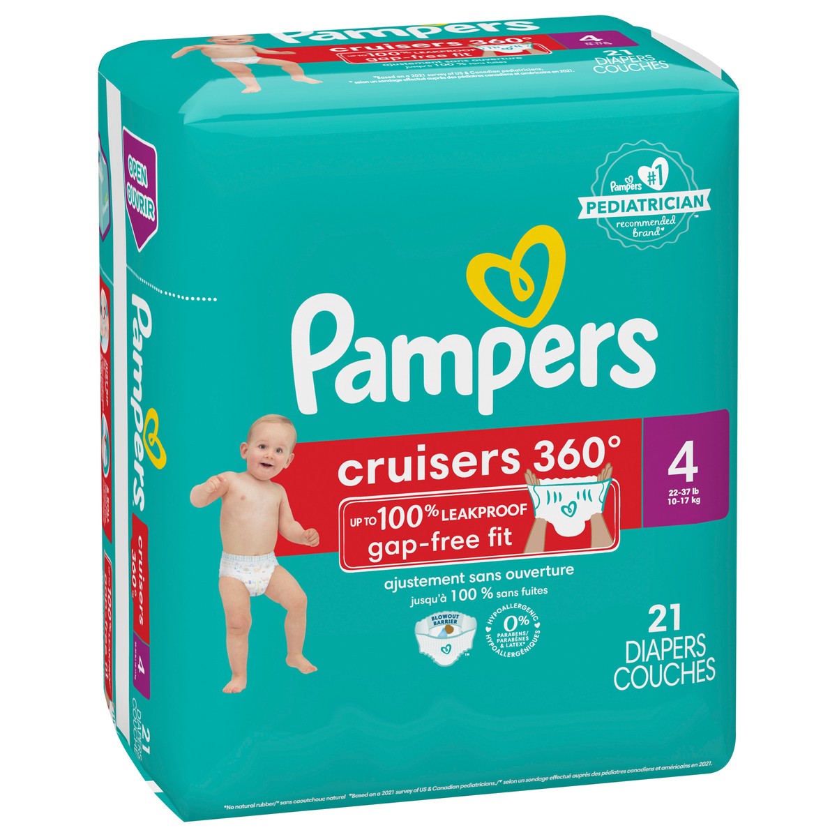 slide 2 of 4, Pampers Cruisers 360 Diapers, Size 4, 21 ct
