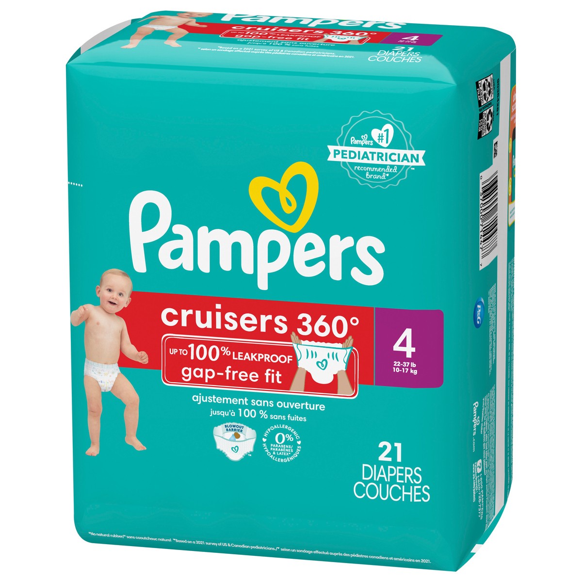 slide 3 of 4, Pampers Cruisers 360 Diapers, Size 4, 21 ct