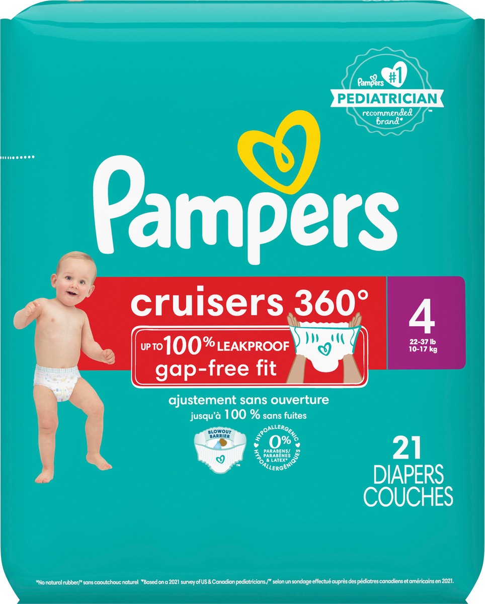 slide 4 of 4, Pampers Cruisers 360 Diapers, Size 4, 21 ct