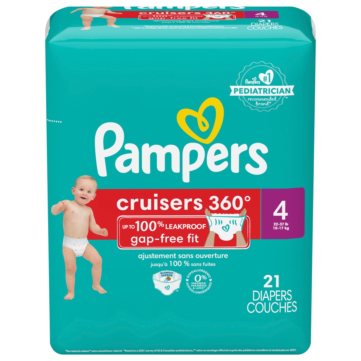 slide 1 of 4, Pampers Cruisers 360 Diapers, Size 4, 21 ct