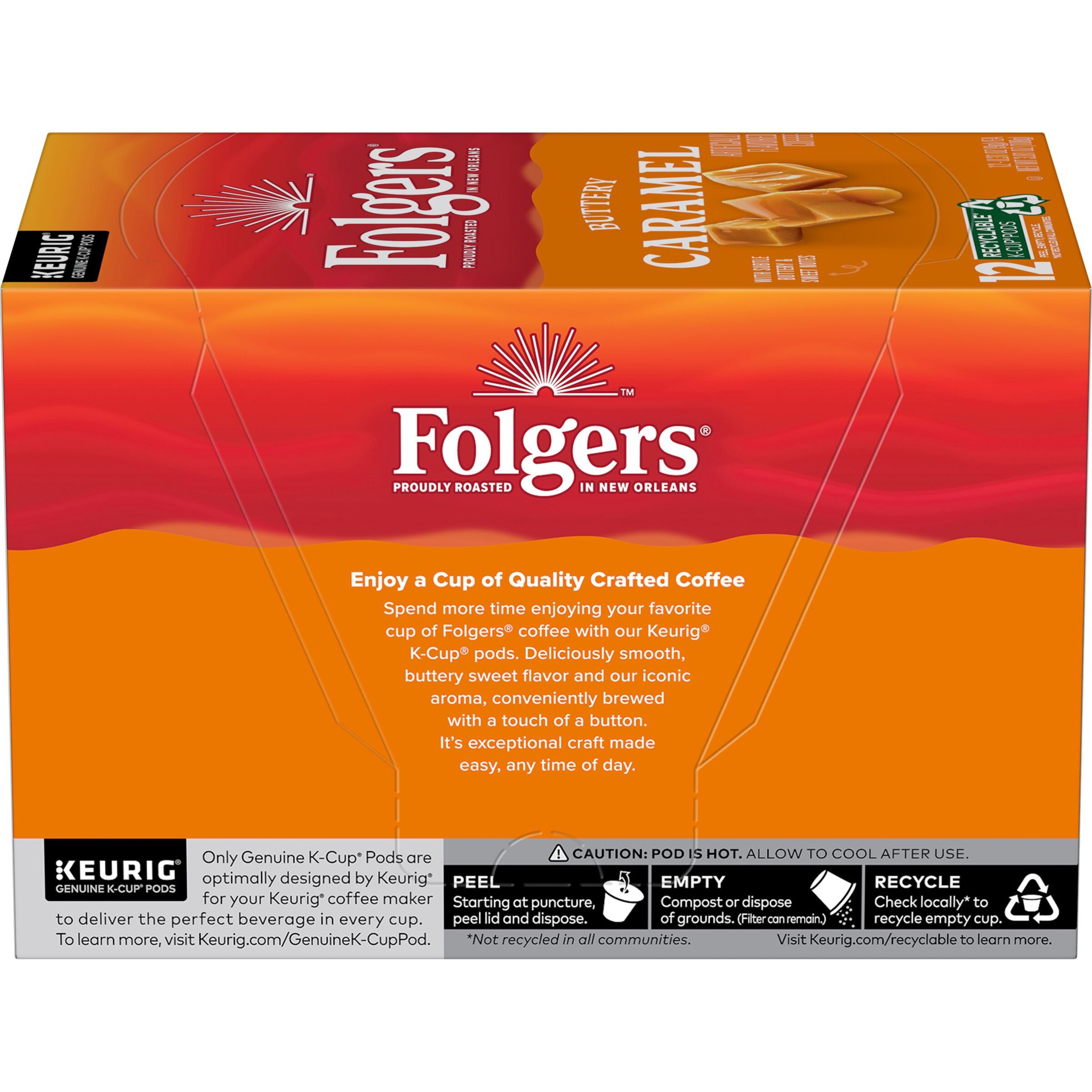 slide 6 of 8, Folgers Buttery Caramel Artificially Flavored Coffee, 12 K-Cup Pods, 12 ct