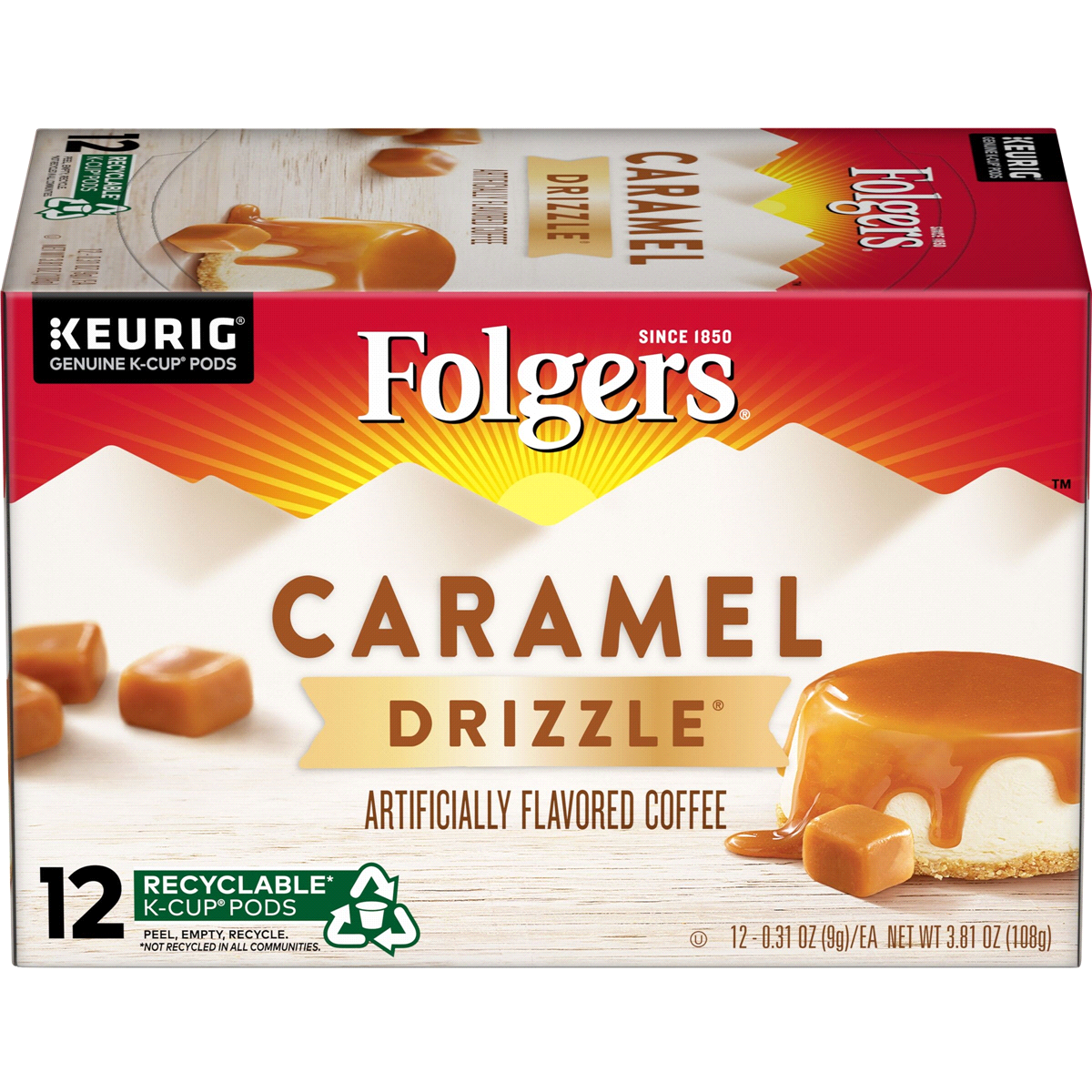 slide 1 of 6, Folgers Gourmet Selections Caramel Drizzle K-Cup Packs, 12 ct