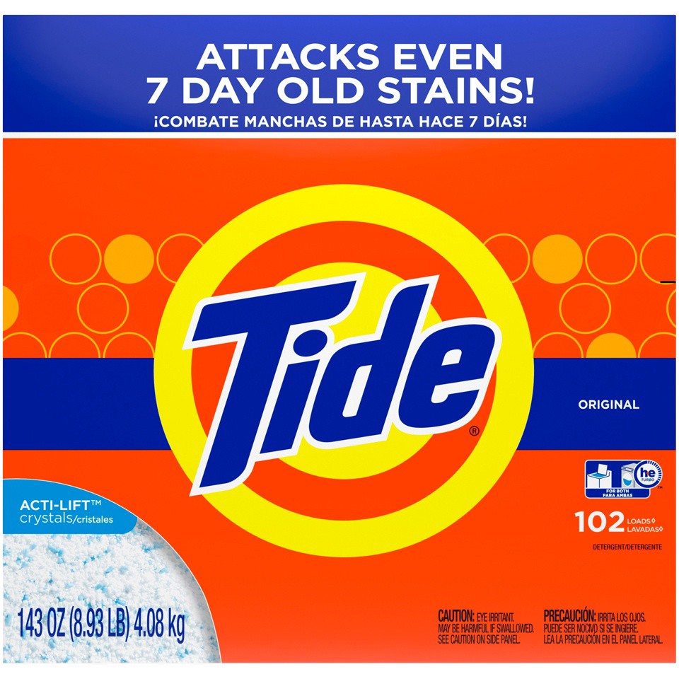 slide 2 of 2, Tide Powder Laundry Detergent Original Scent with Acti-Lift Crystals 102 Loads - 143 Oz, 143 oz