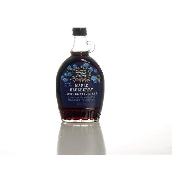 slide 1 of 1, Michigan Maple Farms Maple Blueberry Syrup Flat Flask, 12 fl oz
