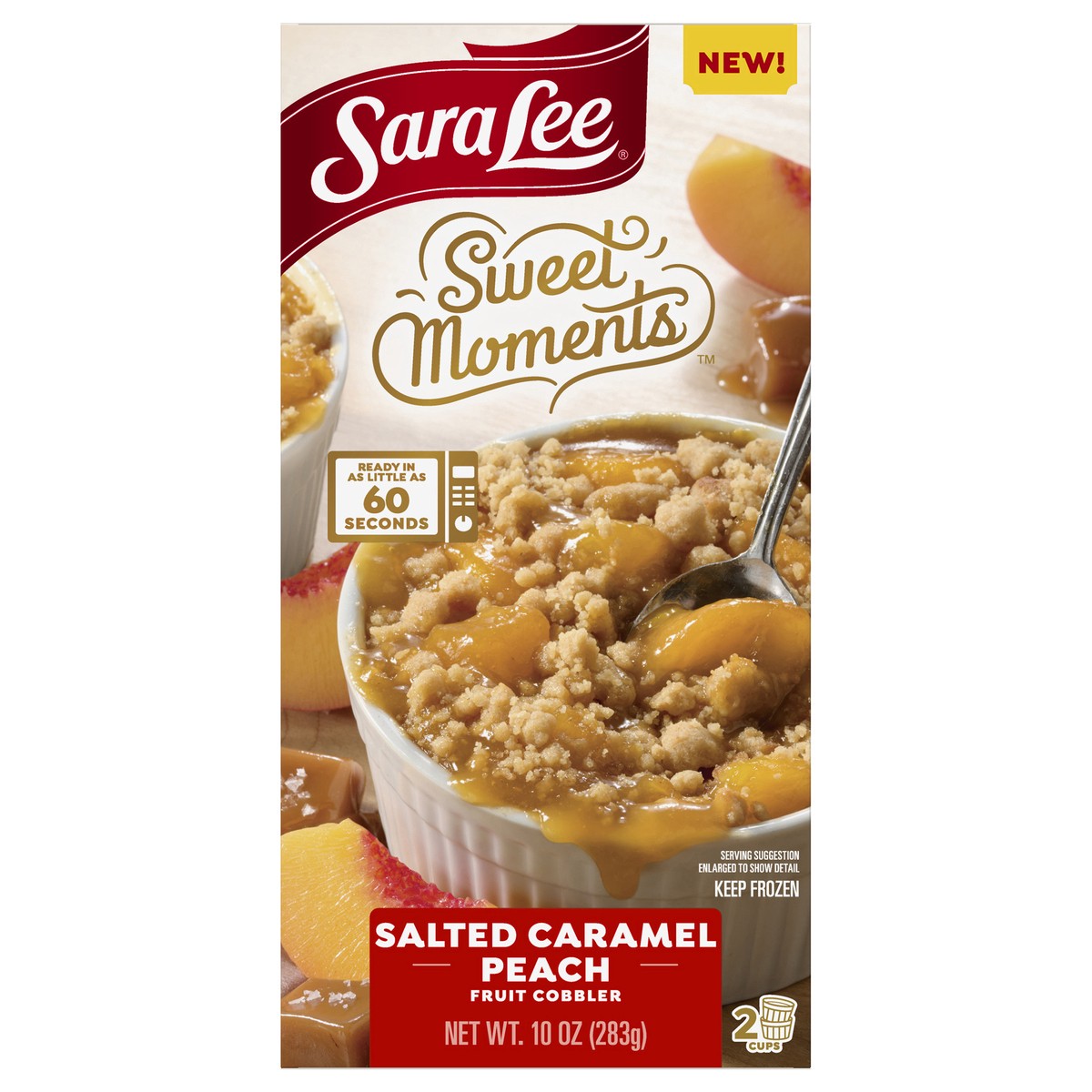 slide 1 of 13, Sara Lee Sweet Moments Salted Caramel Peach Fruit Cobbler, 10 oz