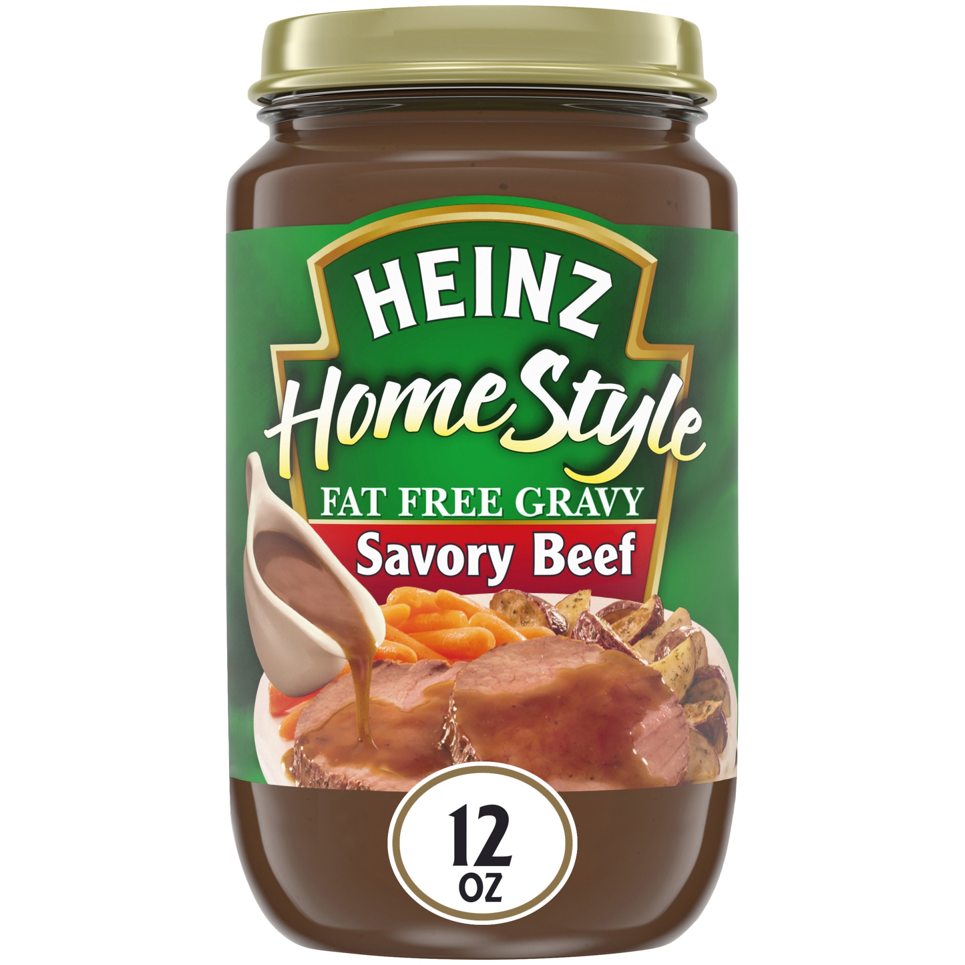 slide 1 of 1, Heinz HomeStyle Savory Beef Fat Free Gravy Jar, 12 oz