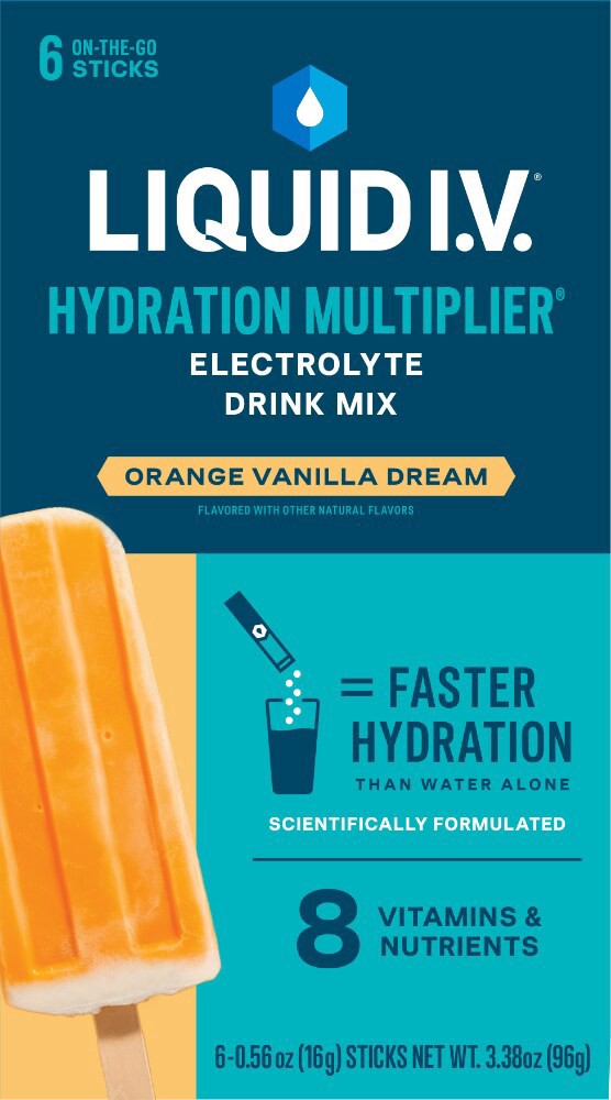 slide 1 of 6, Liquid I.V.® Hydration Multiplier® Electrolyte Orange Vanilla Dream Drink Mix Packets, 6 ct / 0.56 oz