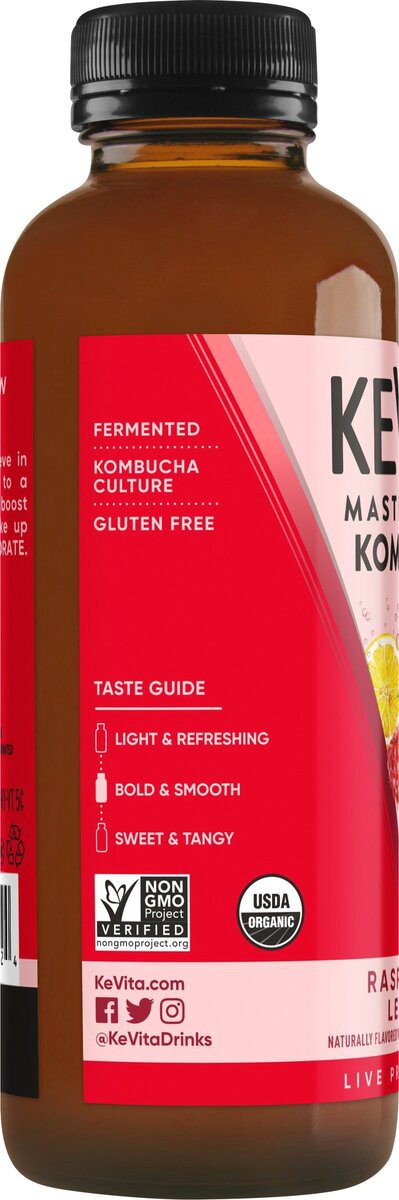 slide 2 of 7, KeVita Organic Master Brew Kombucha, Raspberry Lemon, 15.2 fl oz, 15.2 fl oz