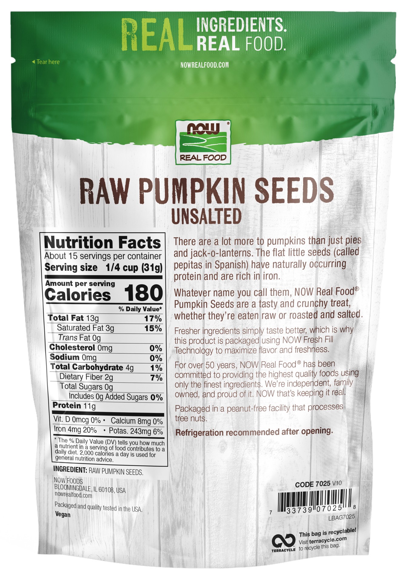 slide 2 of 3, NOW Real Food Pumpkin Seeds, Raw & Unsalted - 16 oz., 16 oz