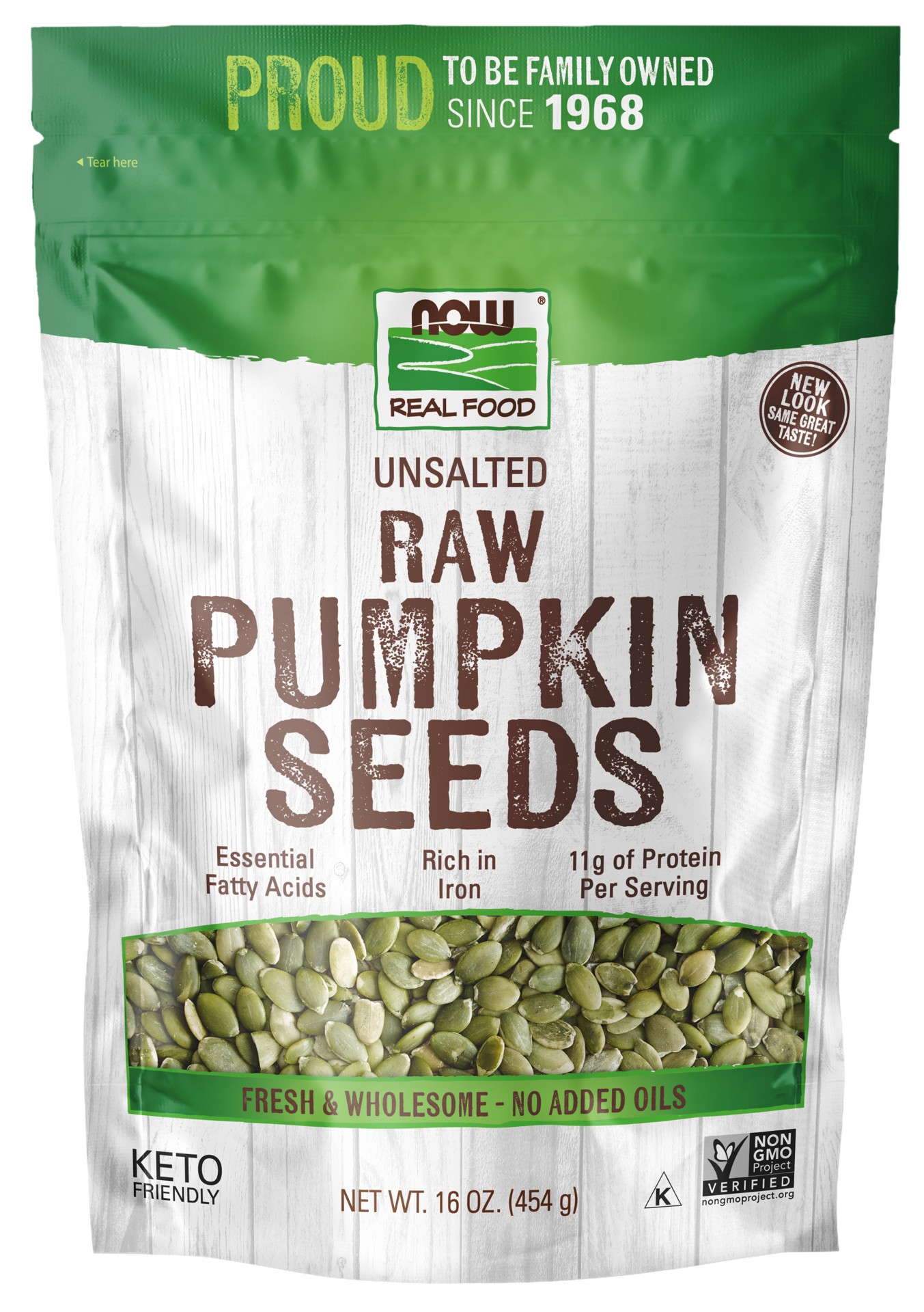 slide 1 of 3, NOW Natural Foods Pumpkin Seeds, Raw & Unsalted - 16 oz., 16 oz