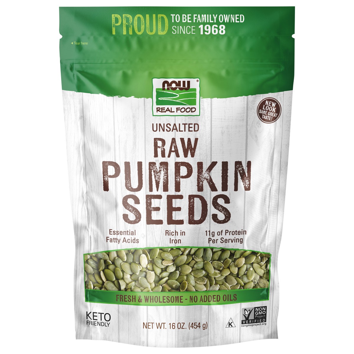 slide 1 of 3, NOW Real Food Pumpkin Seeds, Raw & Unsalted - 16 oz., 16 lb