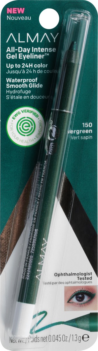 slide 1 of 9, Almay Evergreen 150 All-Day Intense Gel Eyeliner 0.045 oz, 0.028 oz