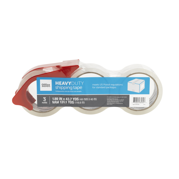slide 1 of 2, Office Depot Brand Shipping Tape With Dispenser And 2 Refills, 1.89'' X 43.7 Yd, Clear, 1 ct