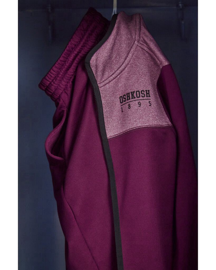 slide 5 of 5, Oshkosh Kid Tricot French Terry Drawstring Pants Maroon 14, 1 ct